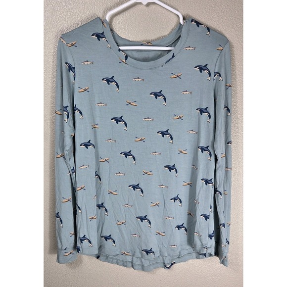 Kyte BABY Other - Kyte Baby Bamboo Long Sleeve Pajama Top Orca Whale Print Adult Medium Blue